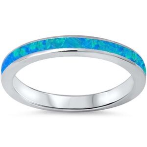 Elegant Blue Opal Inlay Ring